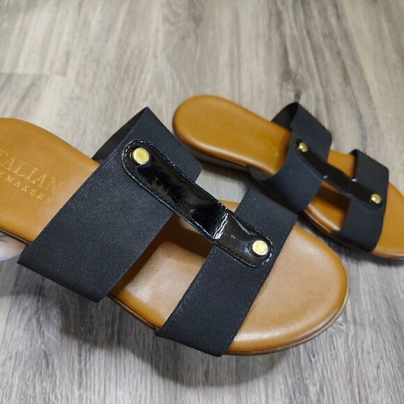 Italian Shoe Maker Slip On Stretch Band Sandals - Picture 10 of 13